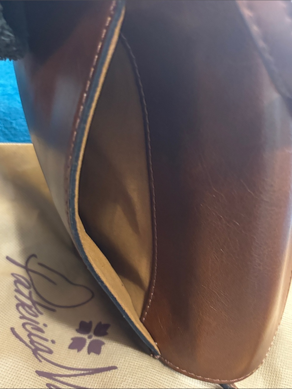 Patricia Nash Lana Cognac Brown Leather Crossbody with Dust Bag - Picture 13 of 14